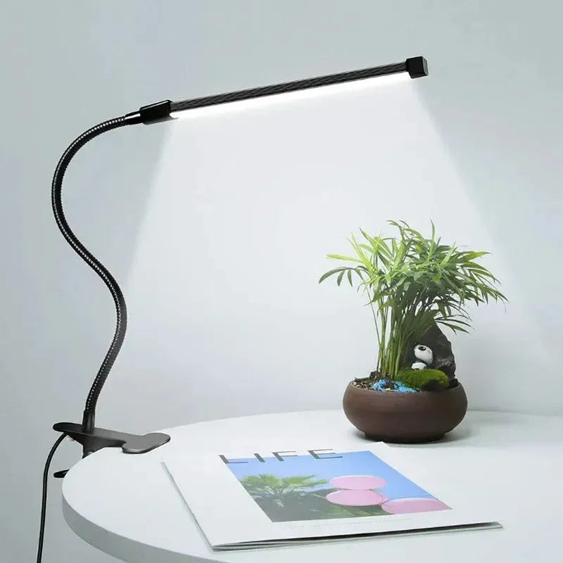 grande lampe de bureau à pince allumée