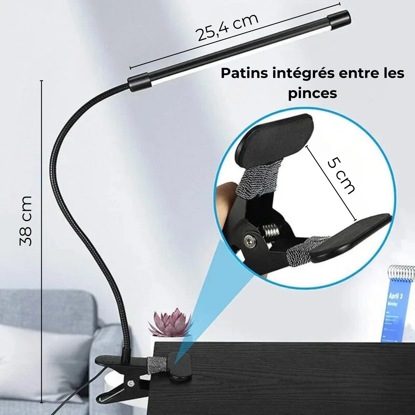 grande lampe de bureau à pince dimensions