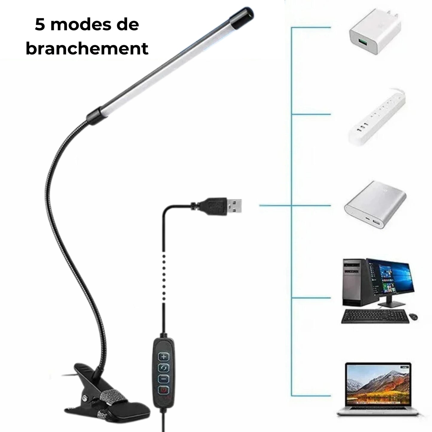 grande lampe de bureau à pince modes de branchement