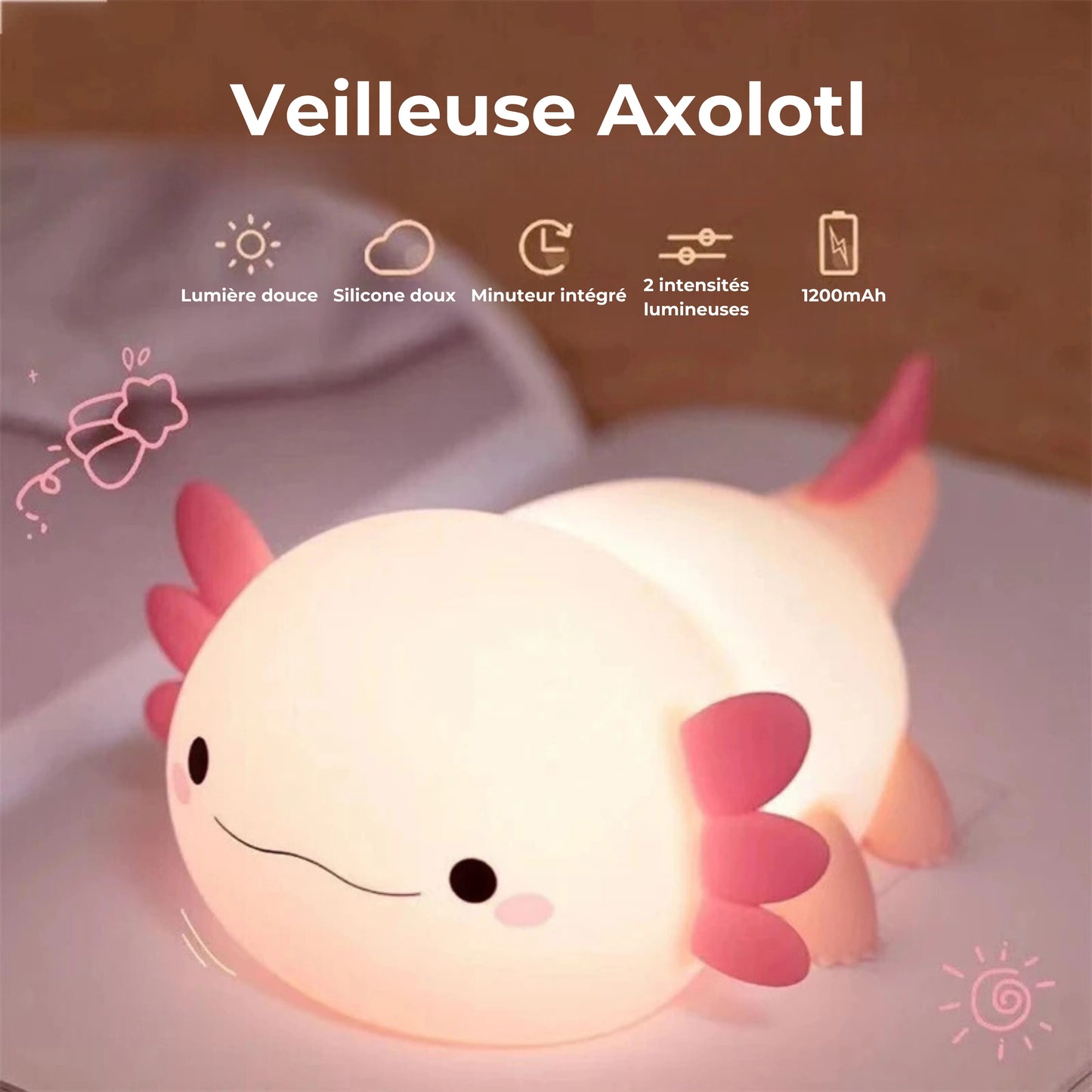 veilleuse axolotl caractéristiques