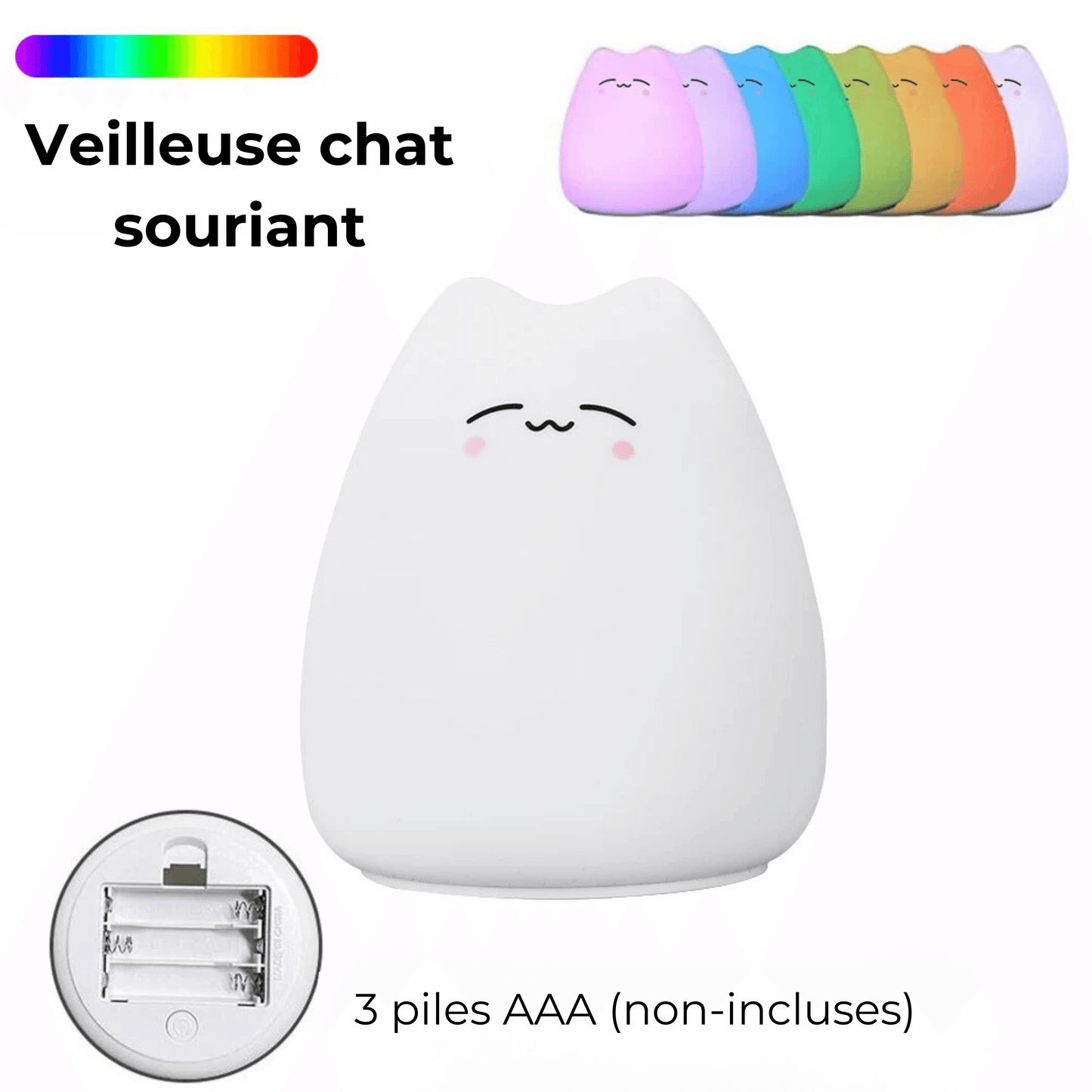 veilleuse chat souriant
