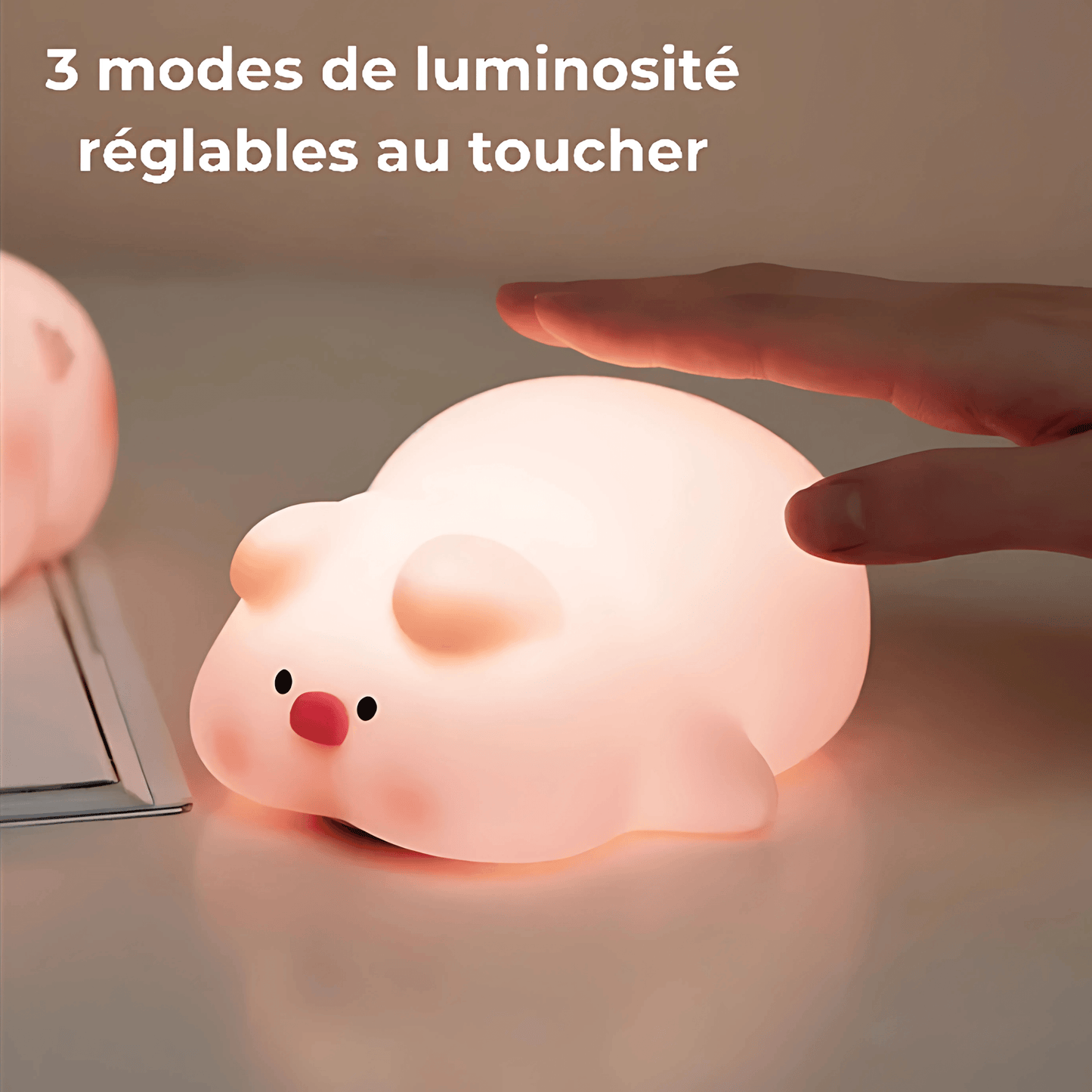 veilleuse cochon 3 modes de luminosité