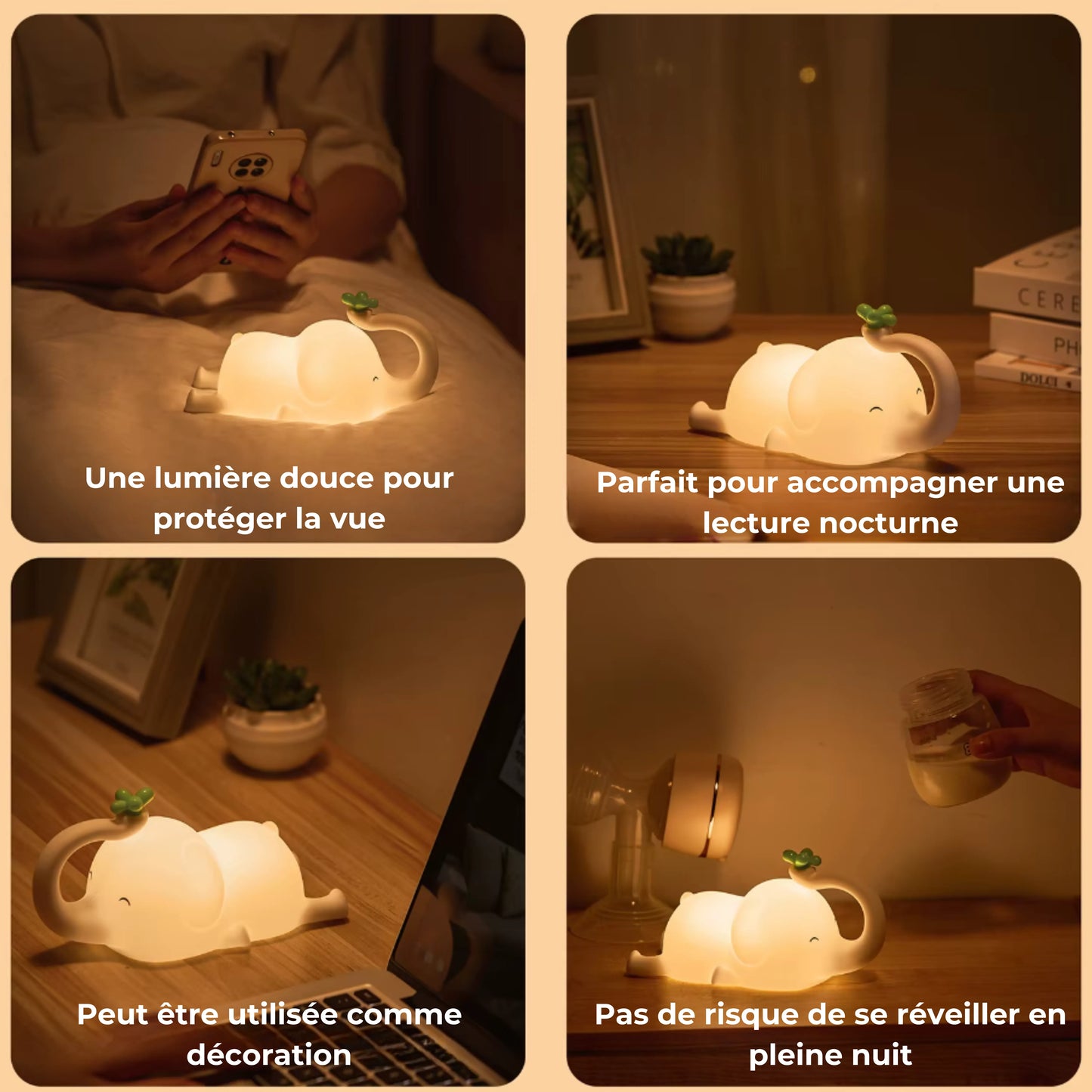 veilleuse éléphant adaptée à tous les besoins