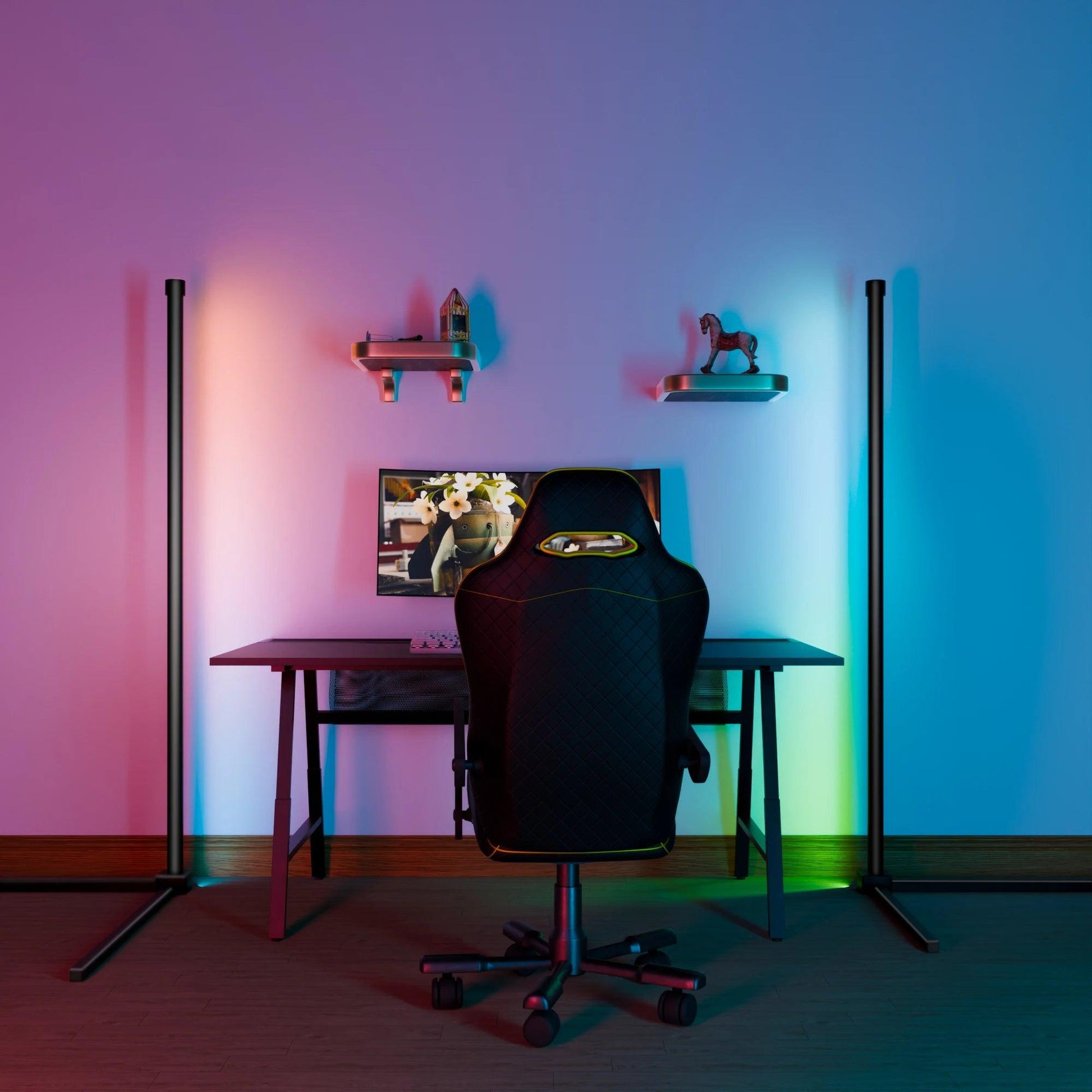 Barre lumineuse à côté d'un bureau