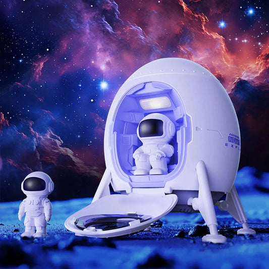 Astronaut Galaxy Light Projector Space Lander Spacecraft Ceiling Projector with Remote Control Timer Lunar Meteorite Crater Mat