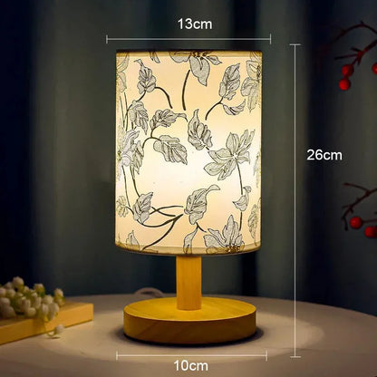 LED Square Decoration Plum BlossomTable Lamps Dimmable EU Plug Night Light Chinese Style Fabric Simple  Bedroom Bedside Lights