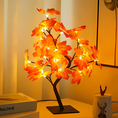 arbre lumineux led automne sur une table blanche