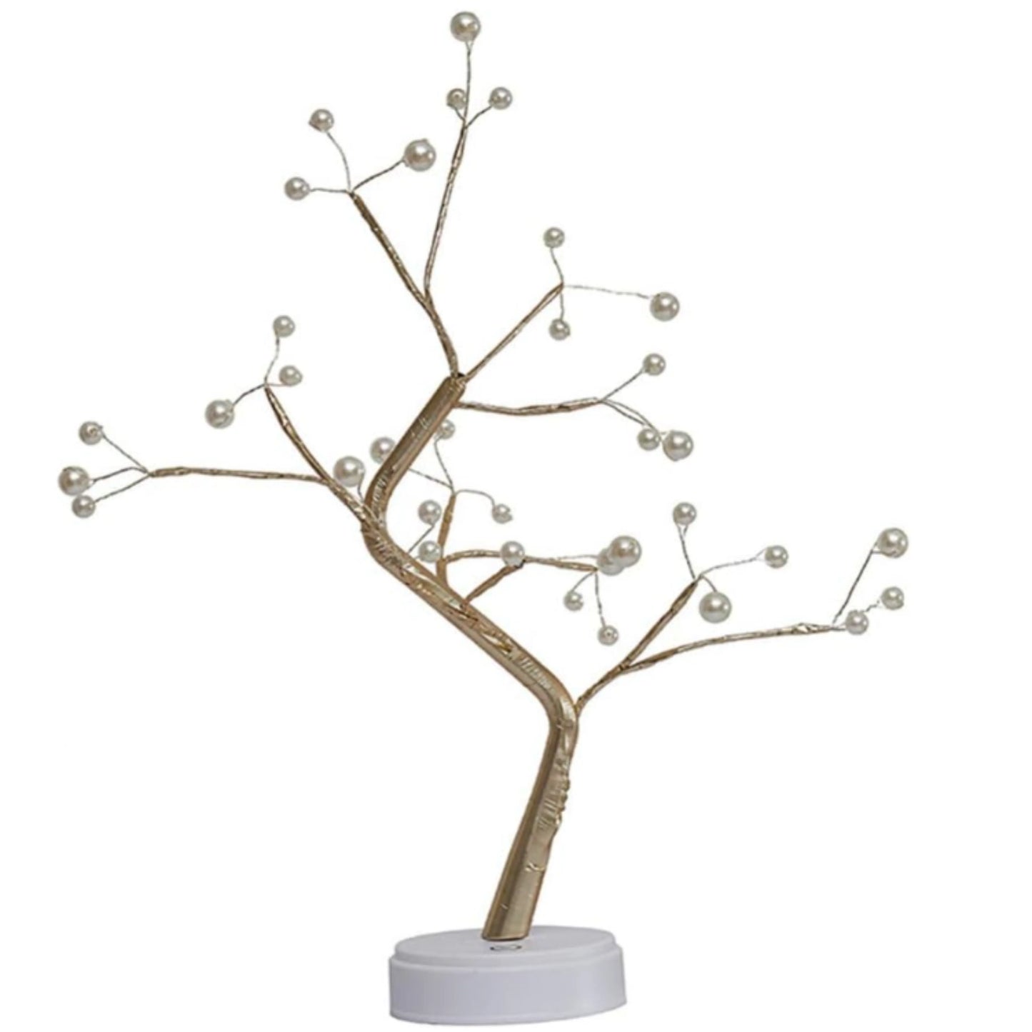 arbre lumineux led boules dorées fond blanc