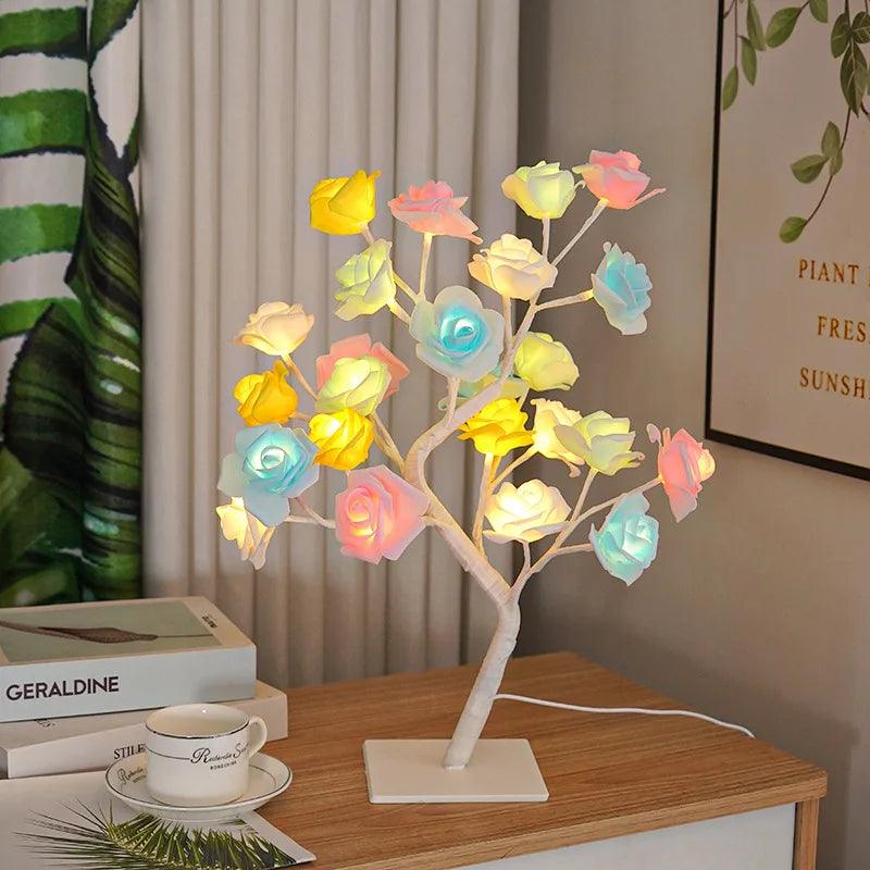 arbre lumineux led roses multicolores