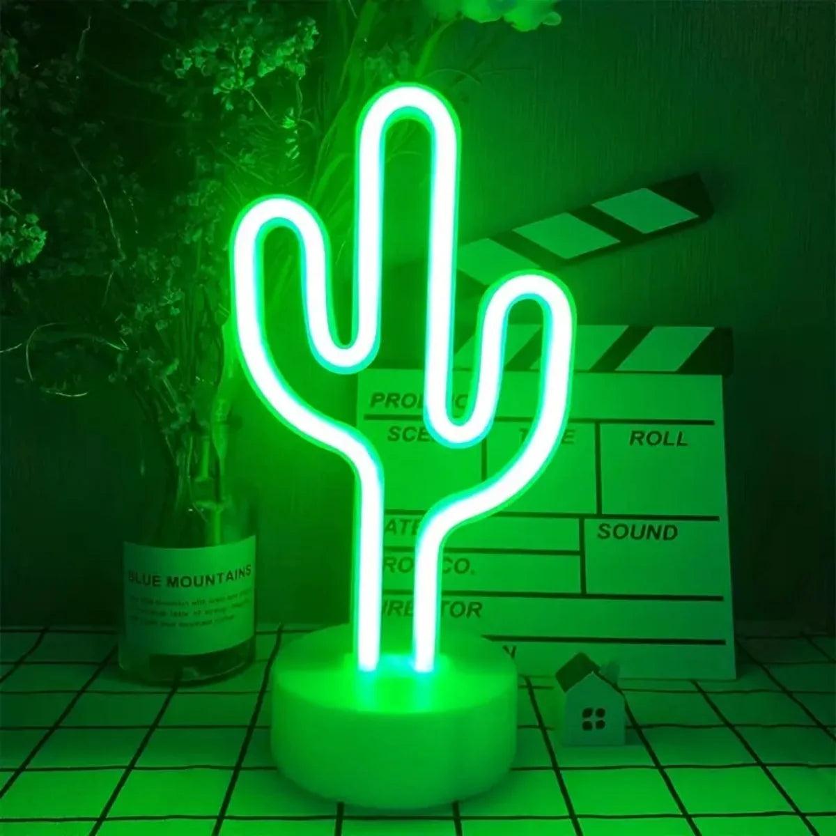 cactus néon allumé