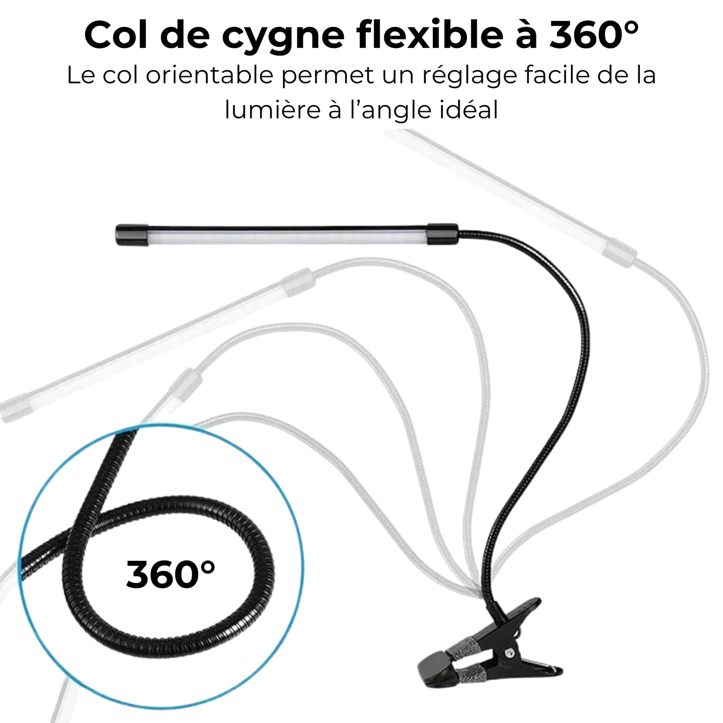 grande lampe de bureau à pince flexible