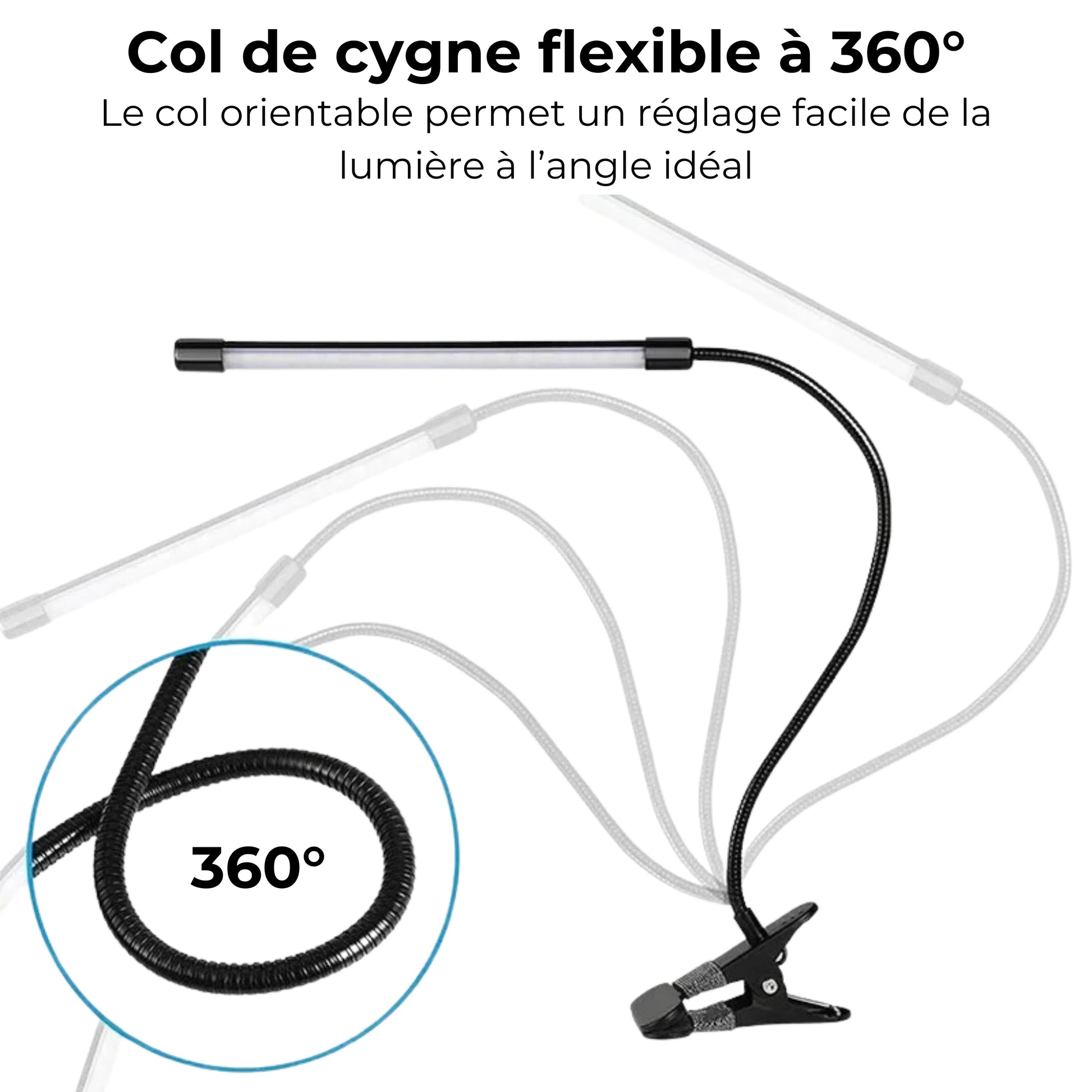 grande lampe de bureau à pince flexible