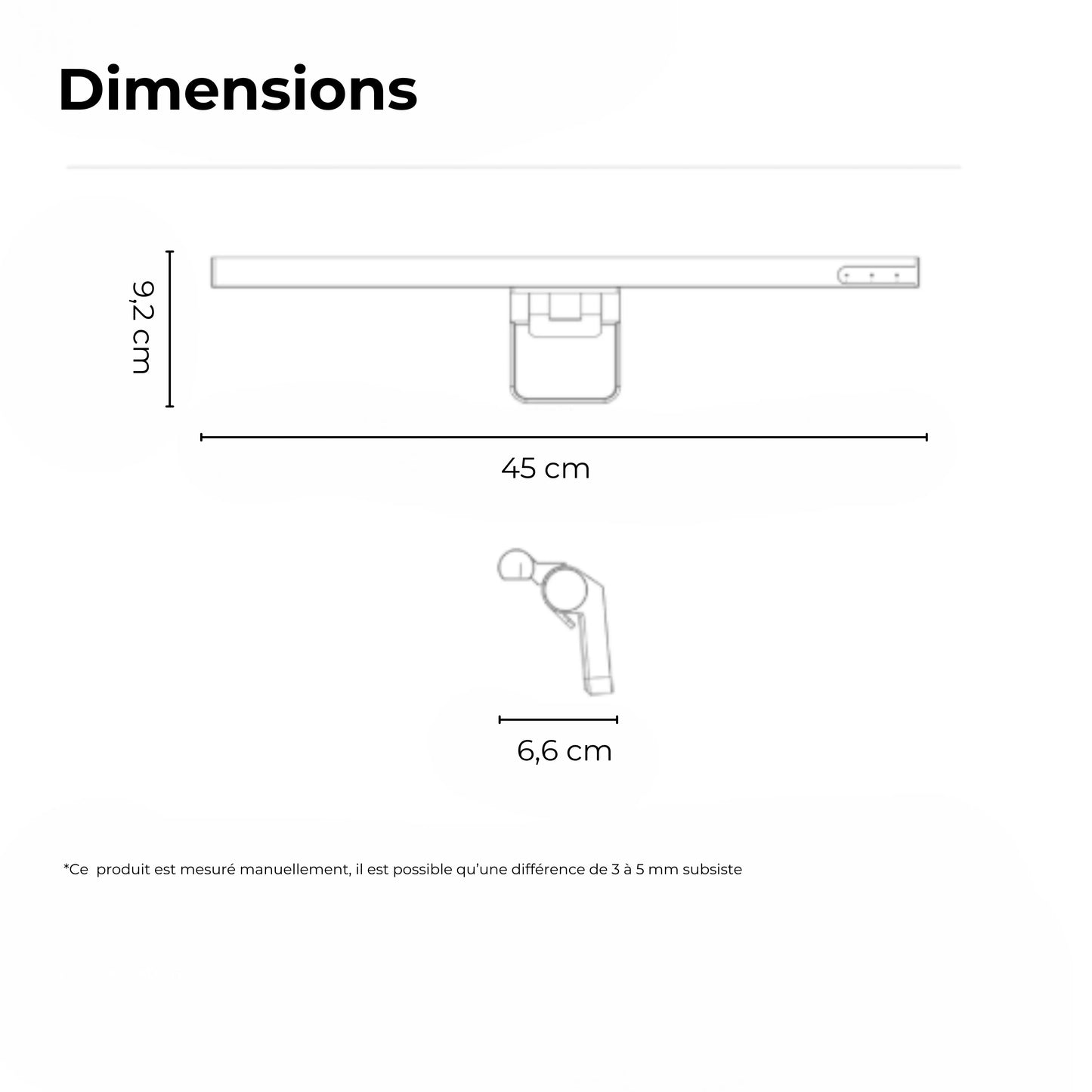 lampe écran ordinateur dimensions
