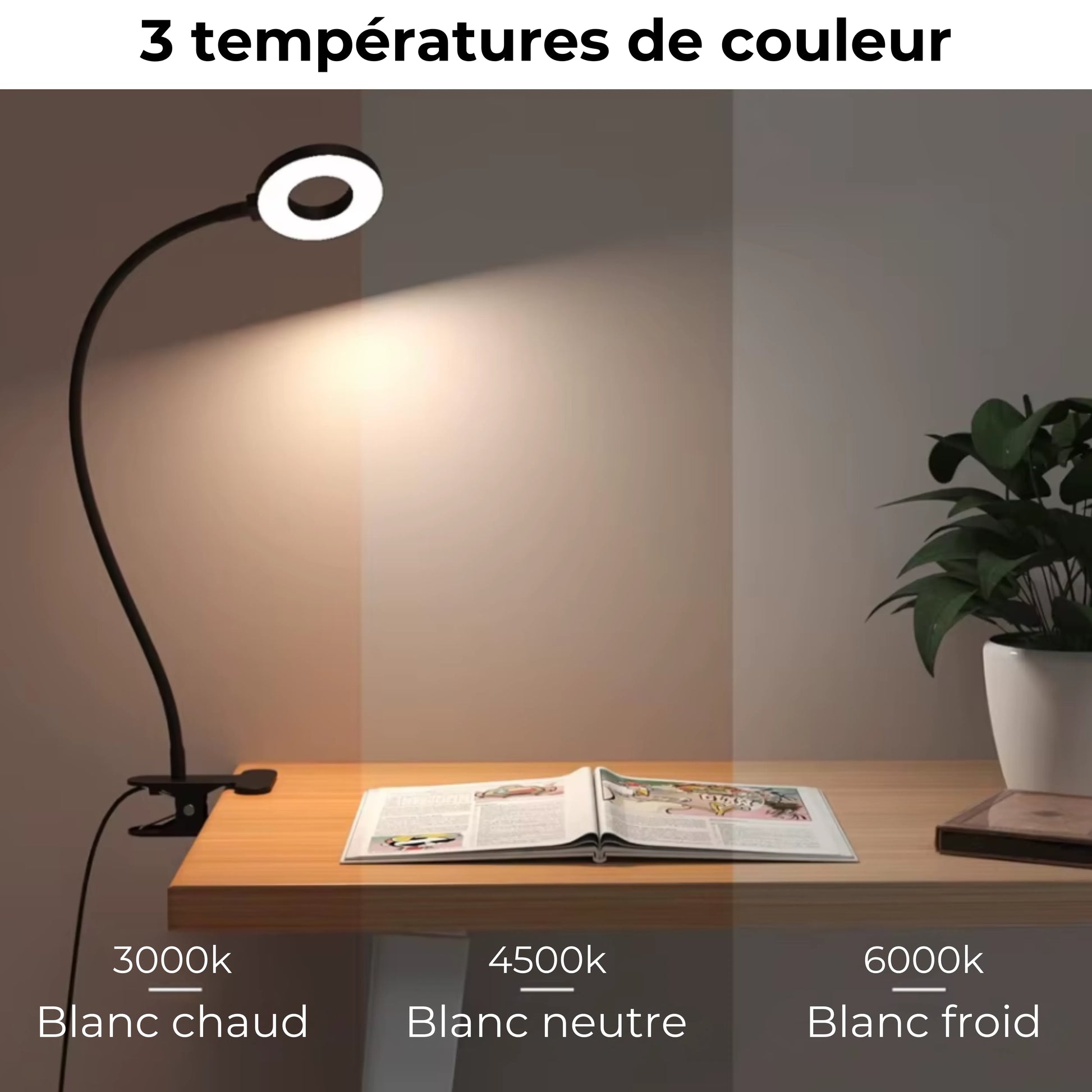 lampe de bureau à pince couleurs