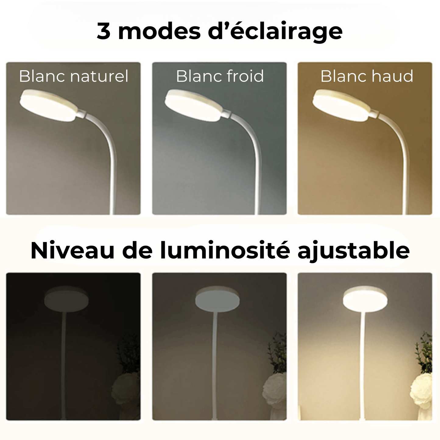 lampe de bureau rechargeable 3 modes d'éclairage