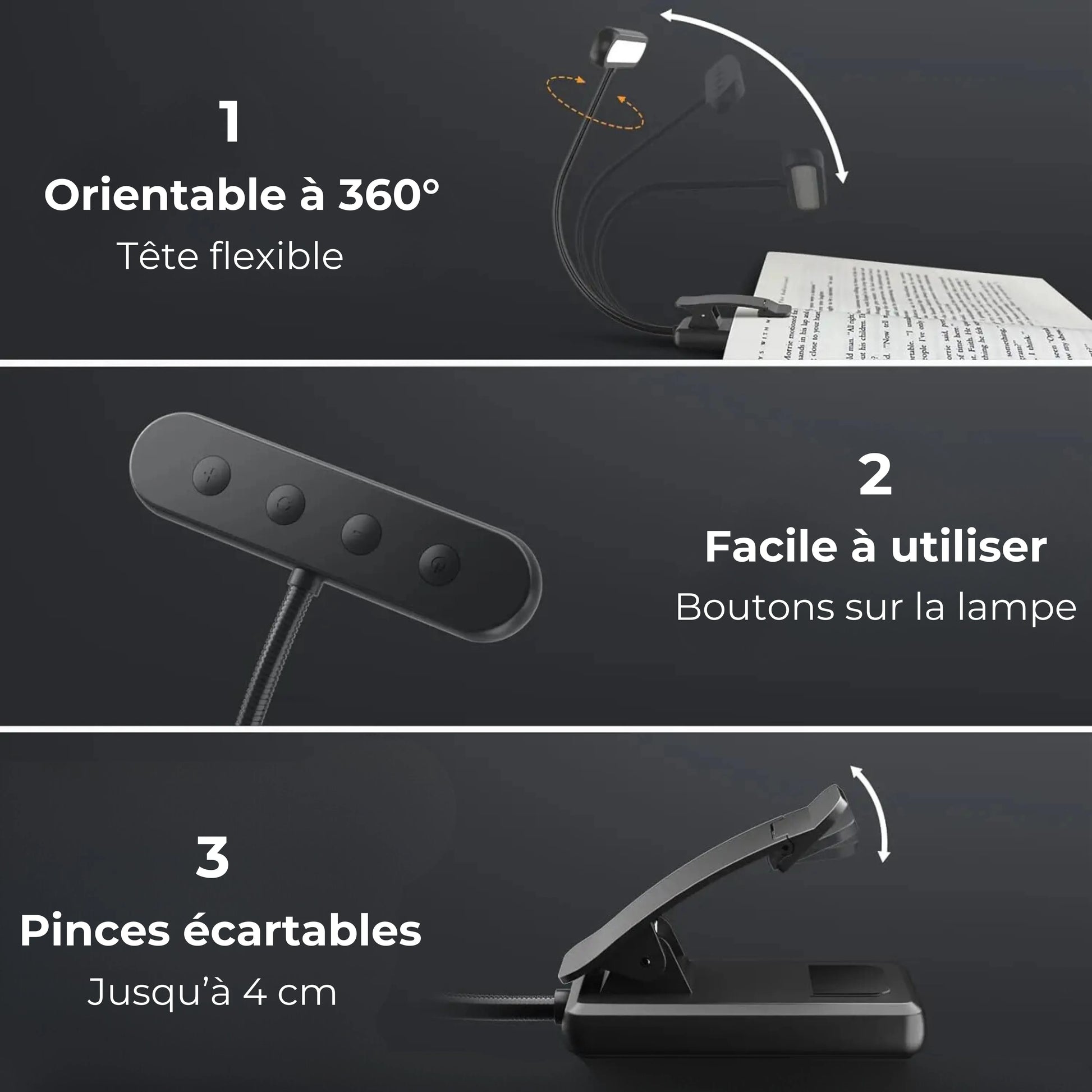 lampe de lecture à pince 14 leds caractéristiques