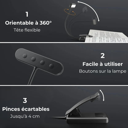 lampe de lecture à pince 14 leds caractéristiques
