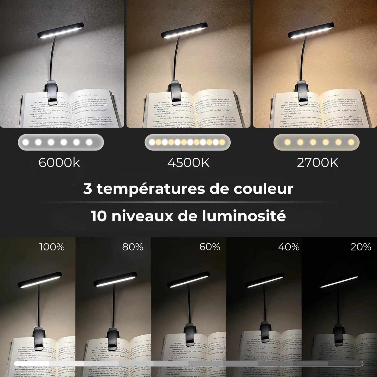 lampe de lecture à pince 14 leds caractéristiques 2