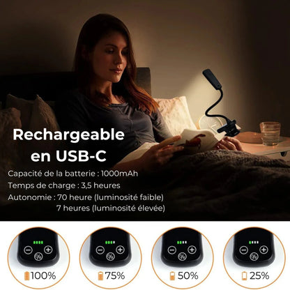 lampe de lecture à pince 16 leds luminosité