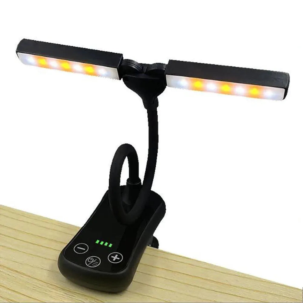 lampe de lecture à pince 2 têtes de près