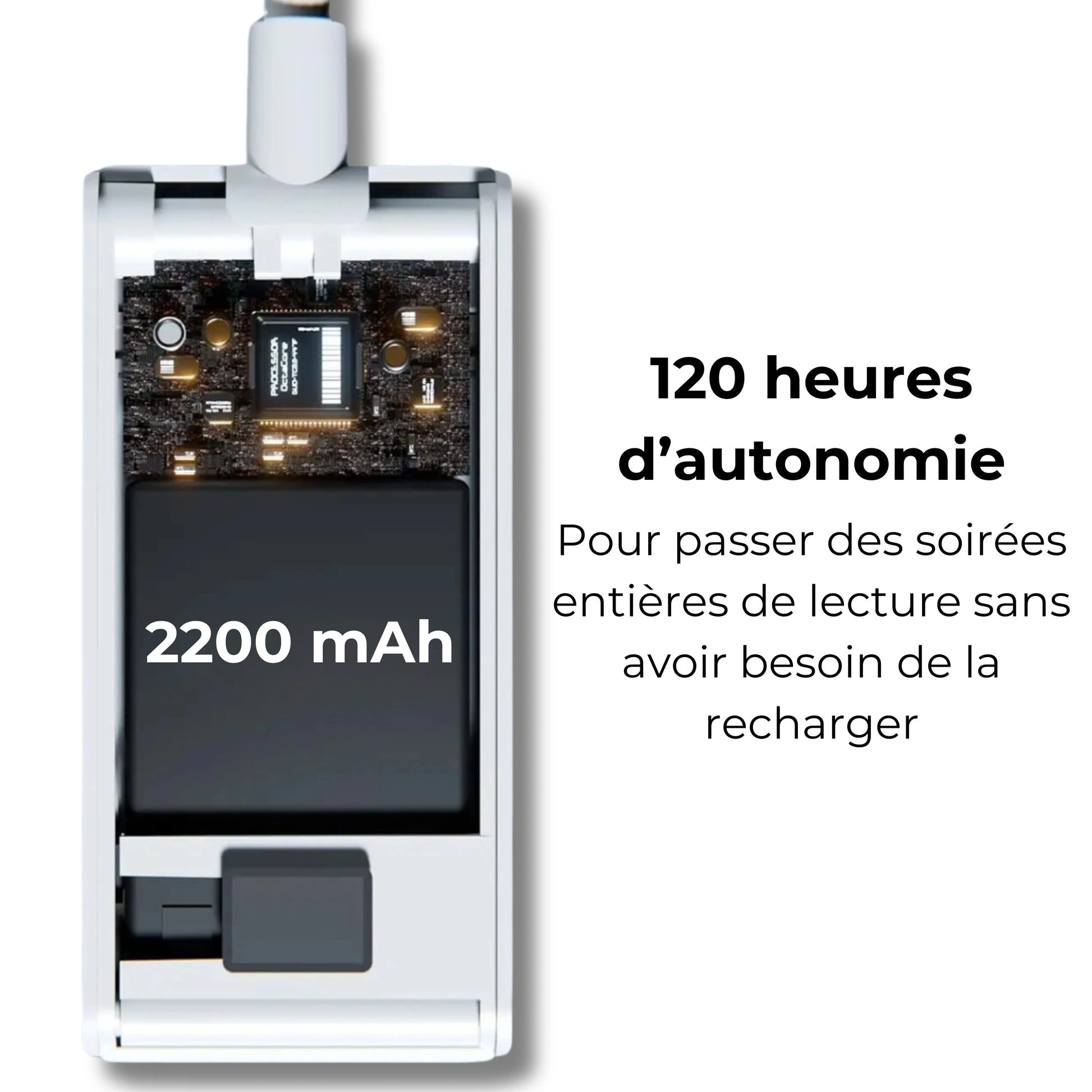 lampe de lecture à pince aluminium autonomie