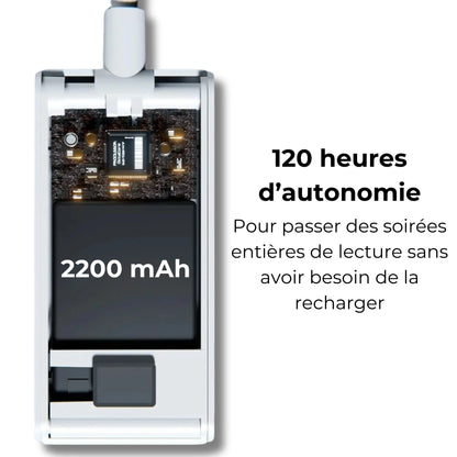 lampe de lecture à pince aluminium autonomie