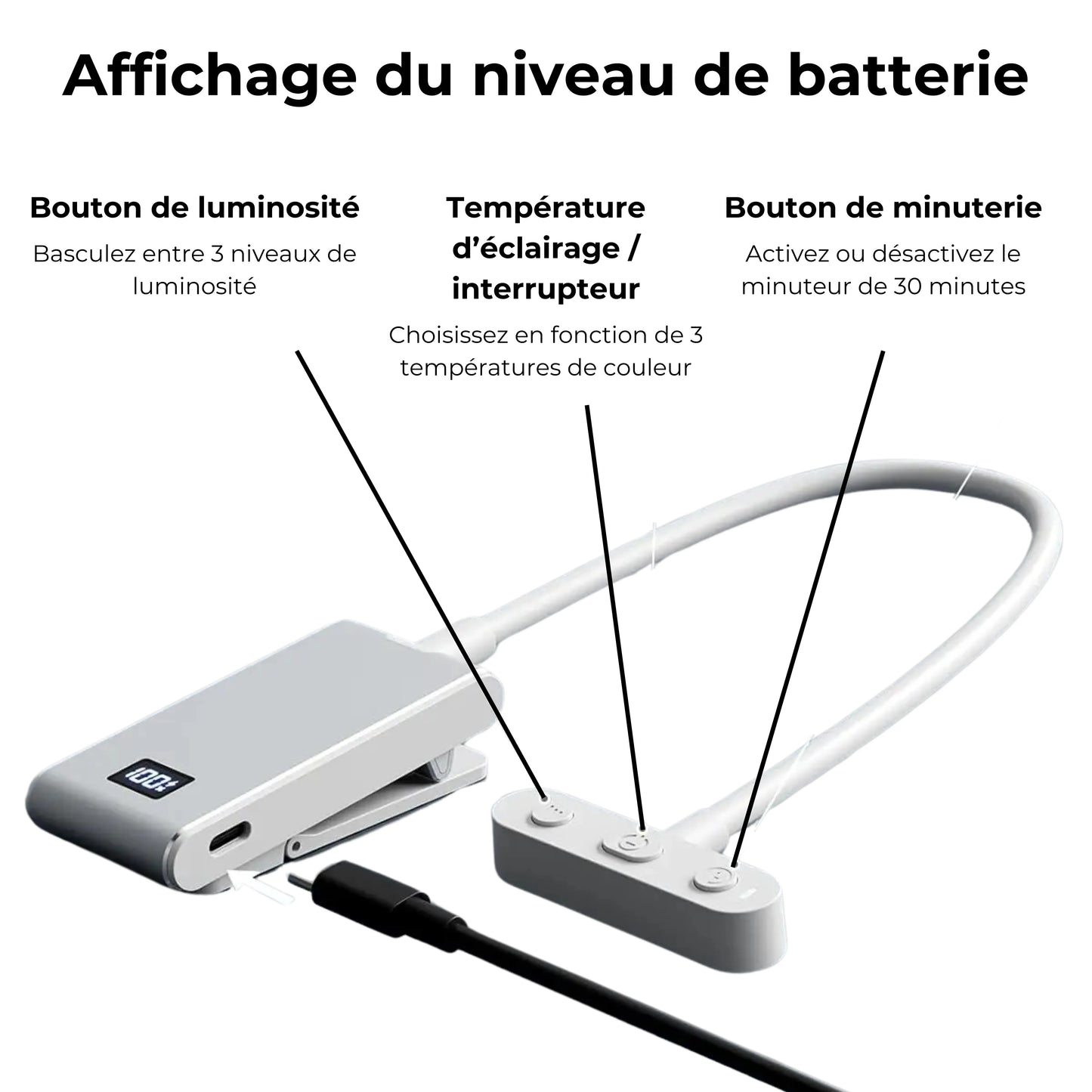 lampe de lecture à pince aluminium caractéristiques