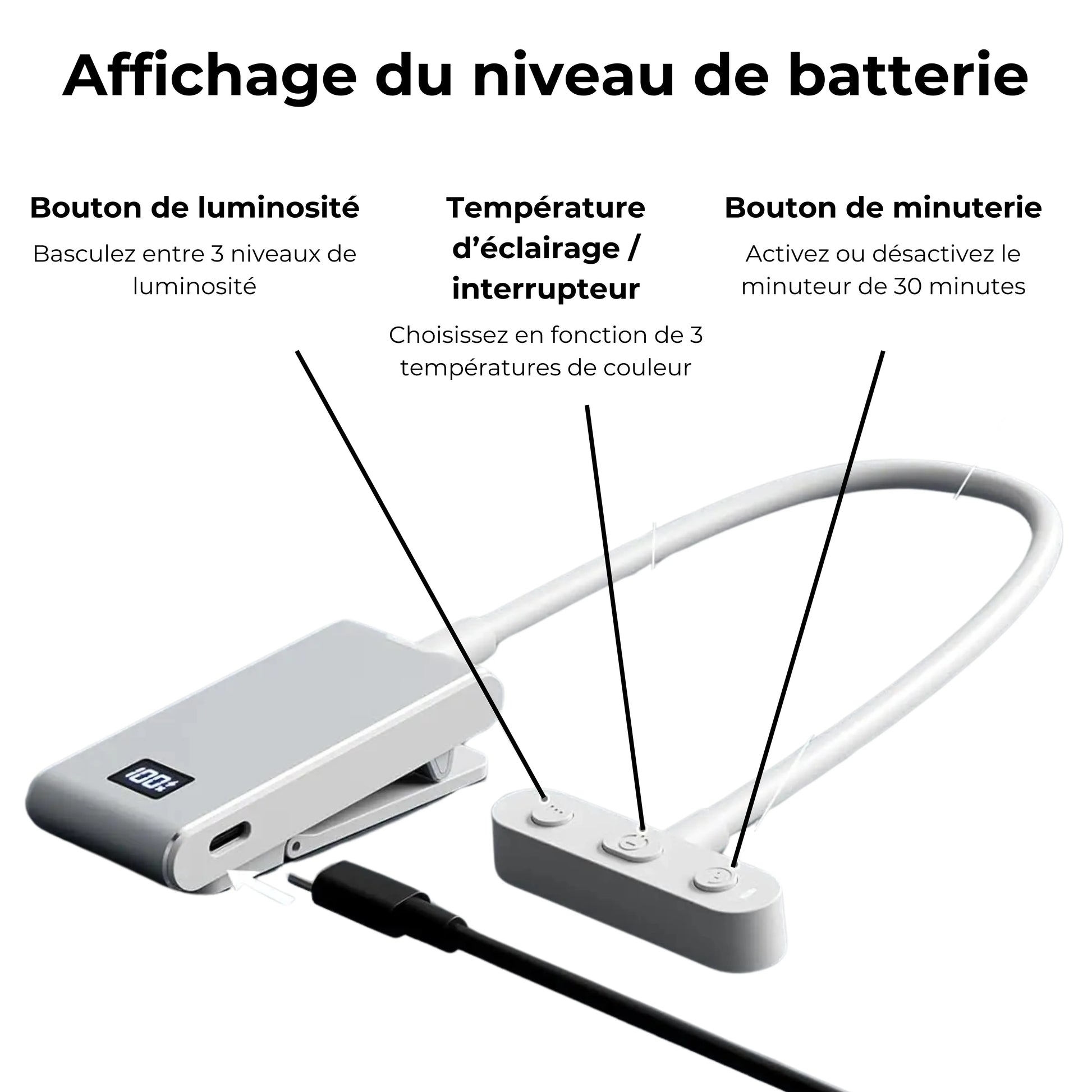 lampe de lecture à pince aluminium caractéristiques