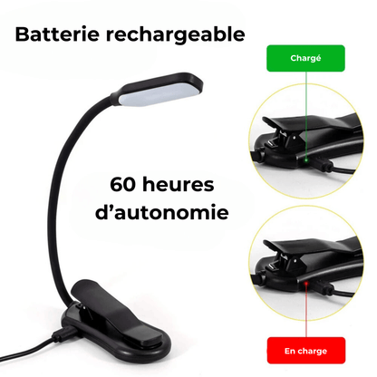 lampe de lecture à pince rechargeable 