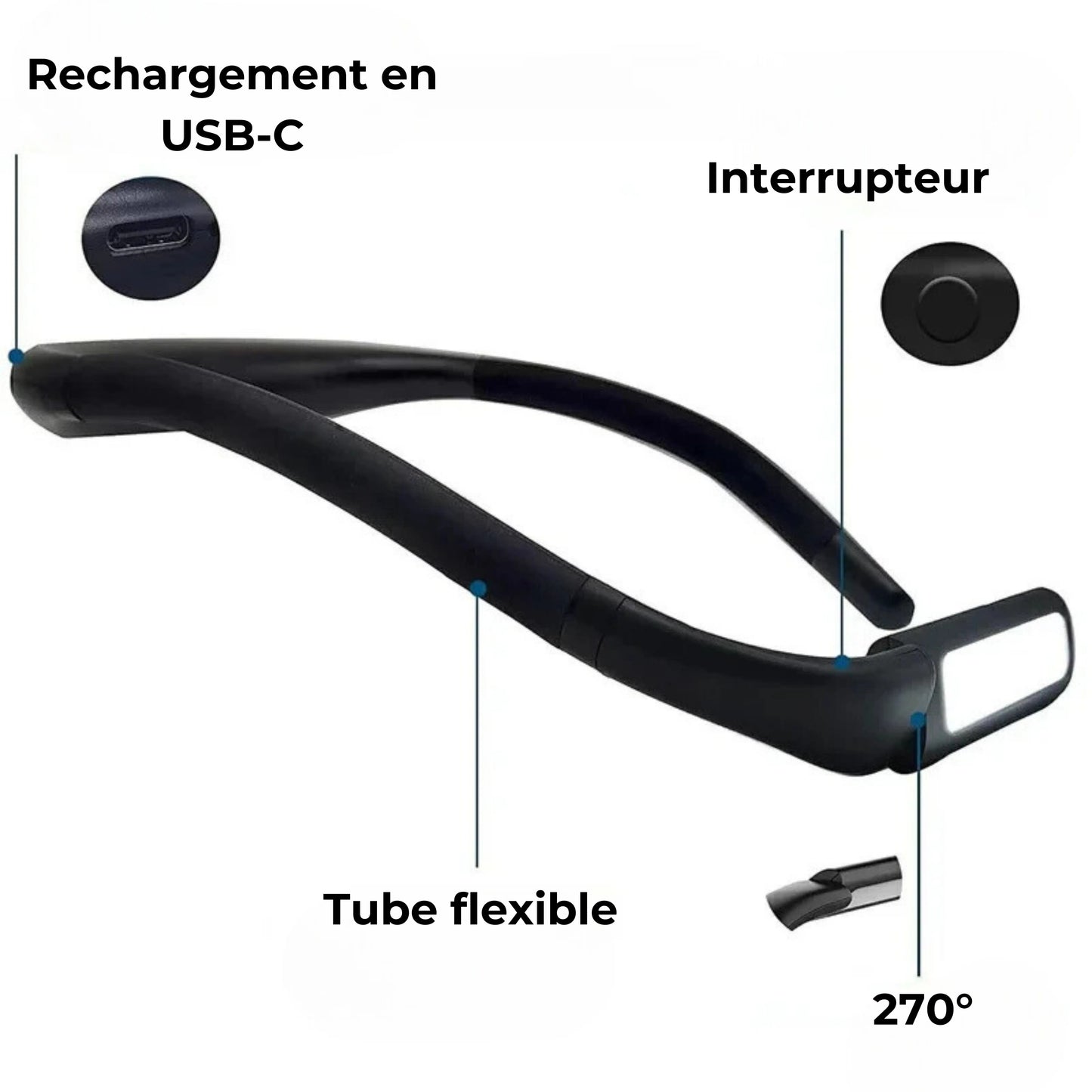 lampe de lecture tour de cou orientable caractéristiques