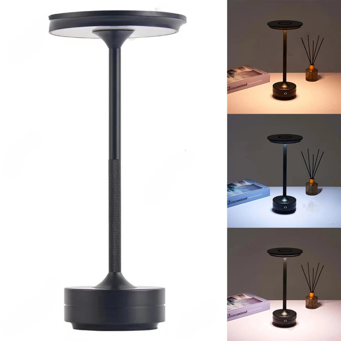 lampe de table sans fil rechargeable 3 couleurs 3 modes