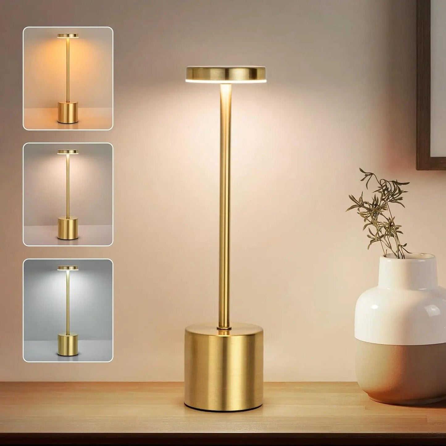 lampe de table sans fil rechargeable 3 températures d'éclairage