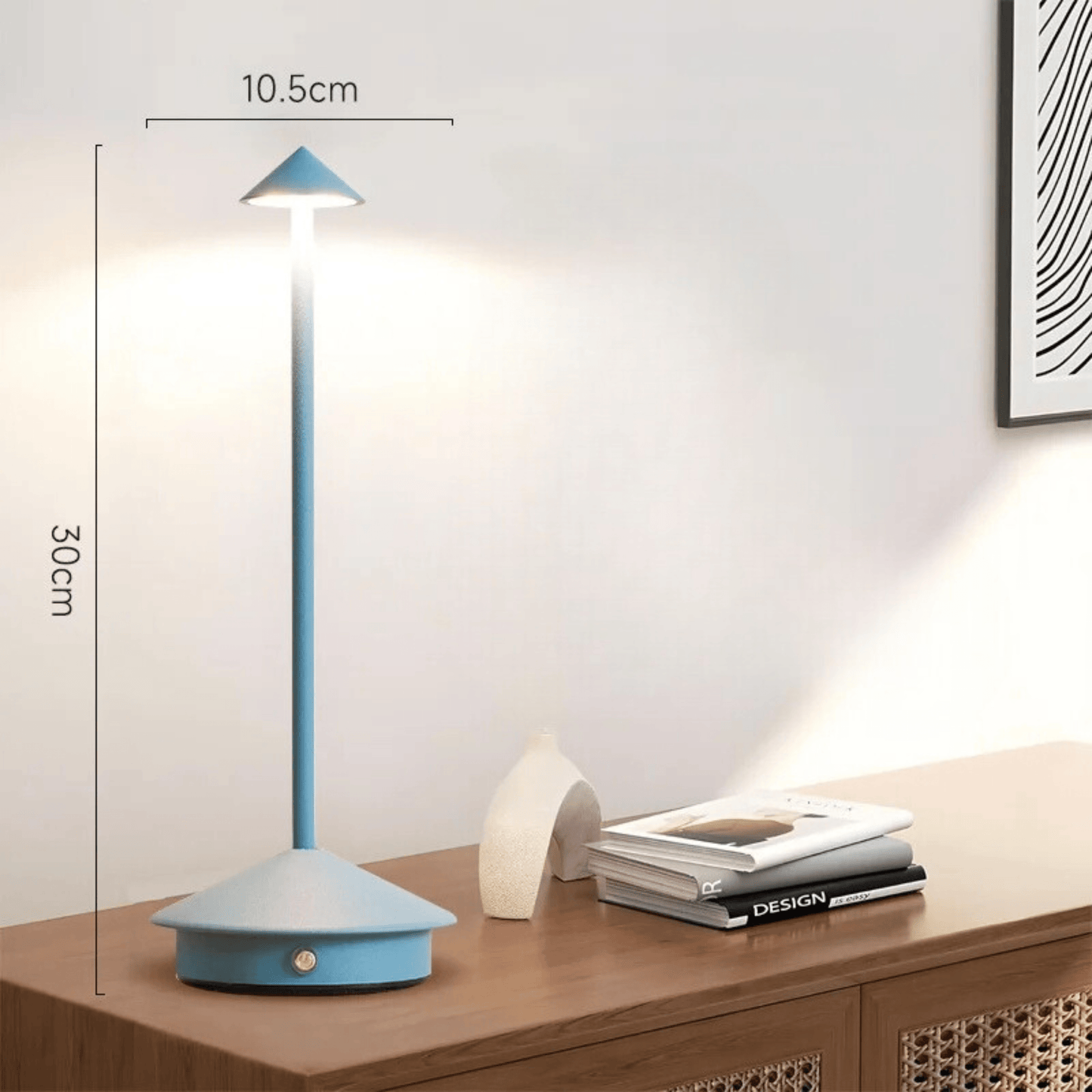 lampe de table sans fil rechargeable minimaliste bleue