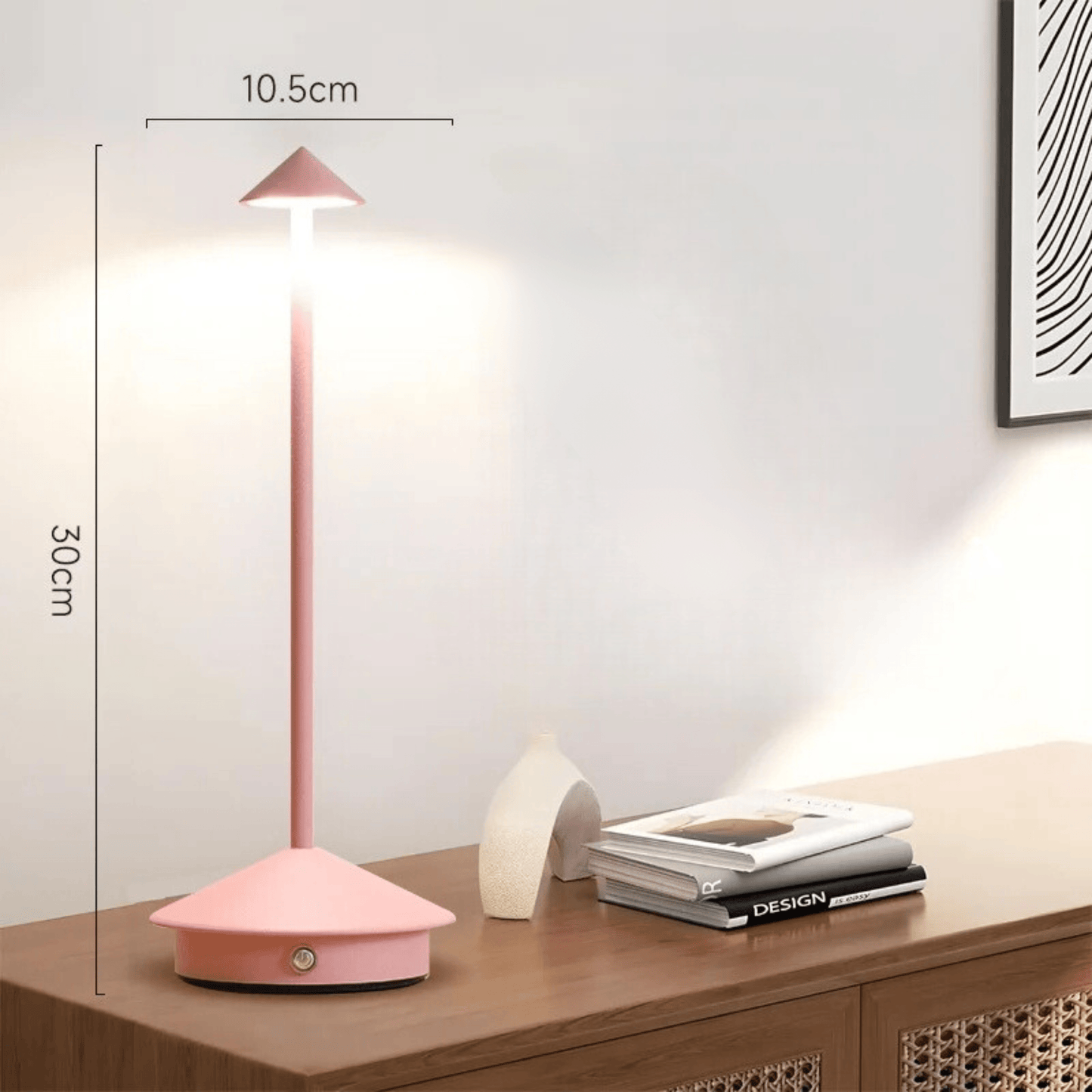 lampe de table sans fil rechargeable minimaliste rose