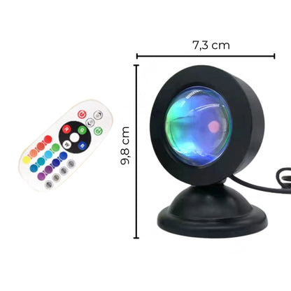 lampe effet coucher de soleil lentille dimensions