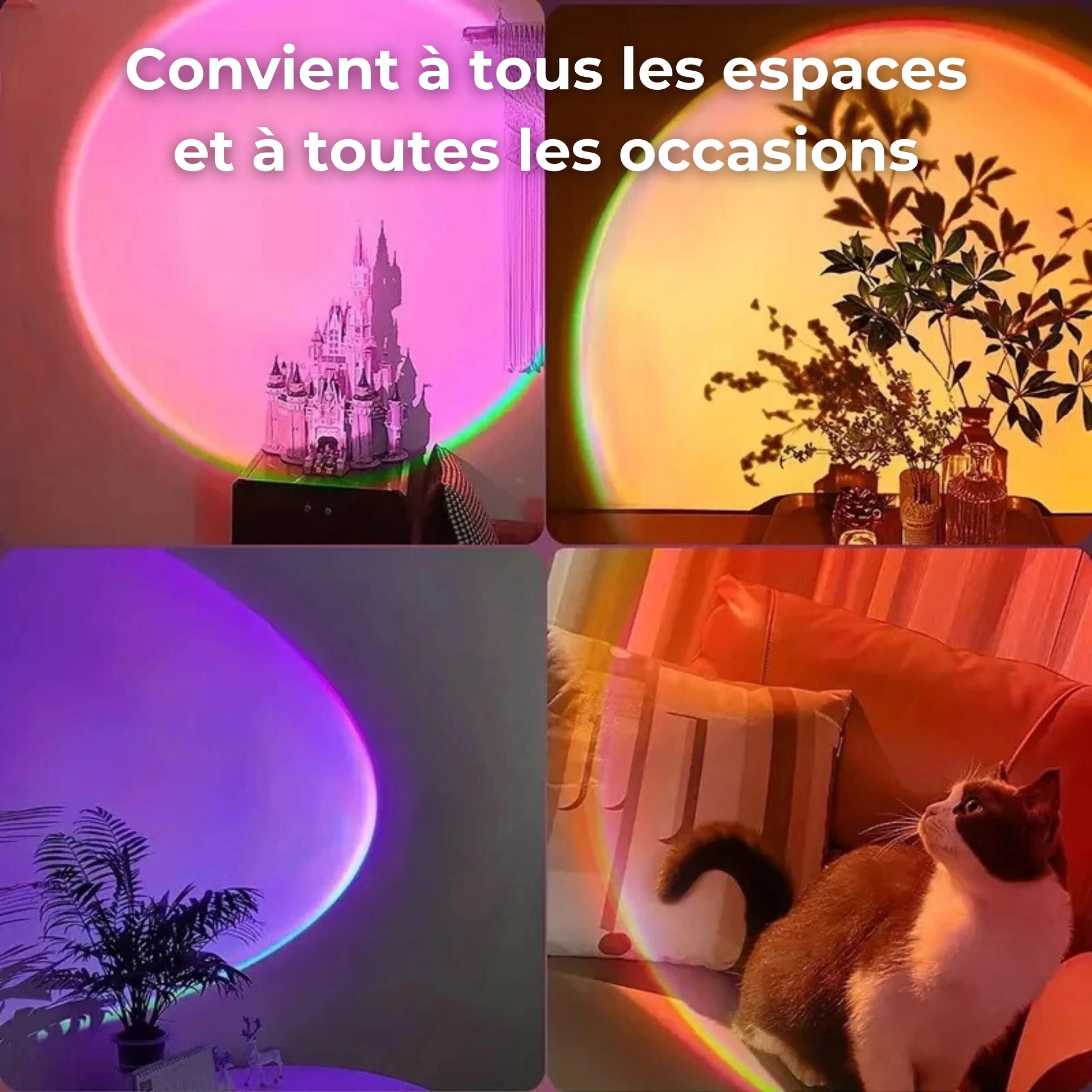 lampe effet coucher de soleil lentille murs
