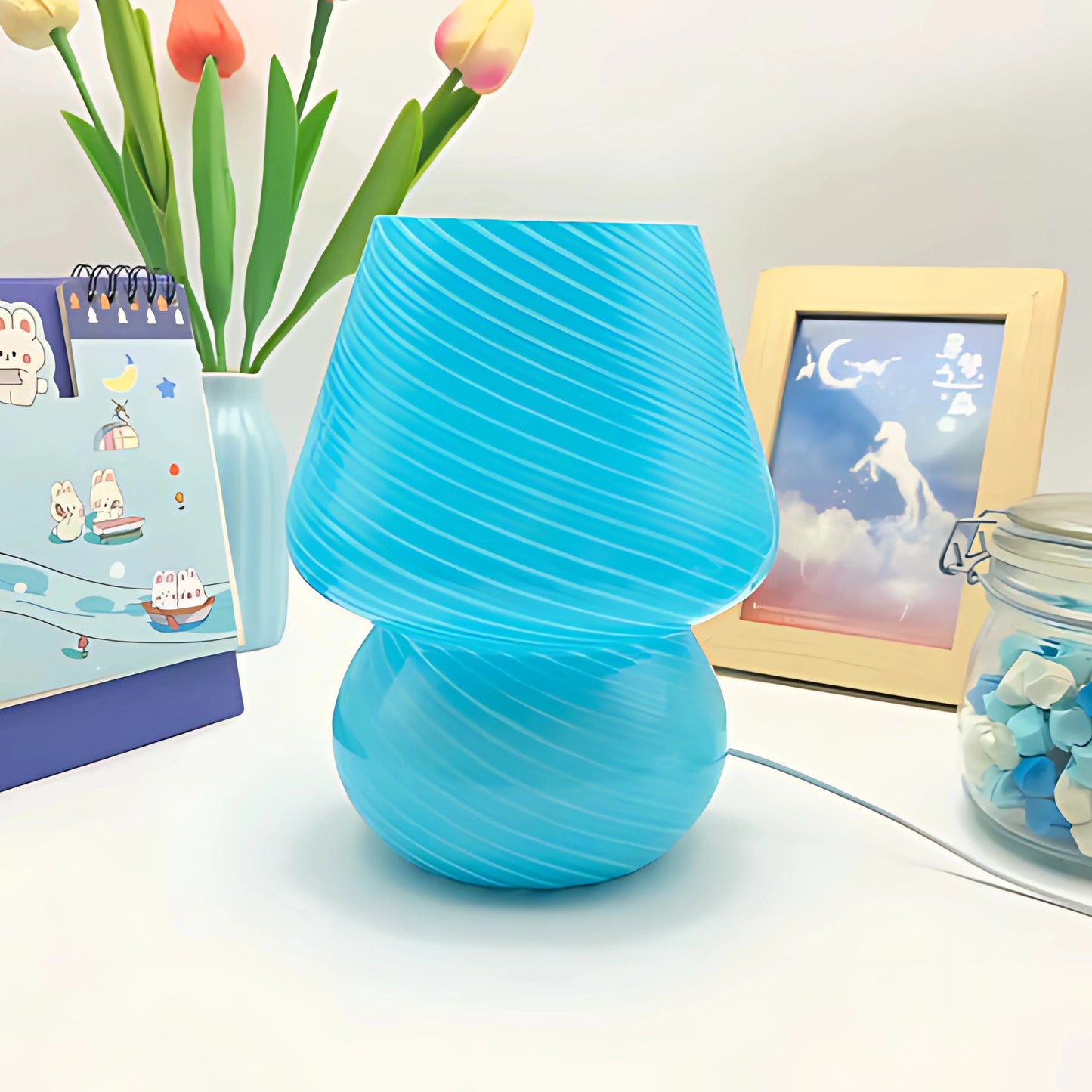 lampe murano vintage bleue