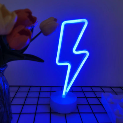 lampe néon éclair bleu
