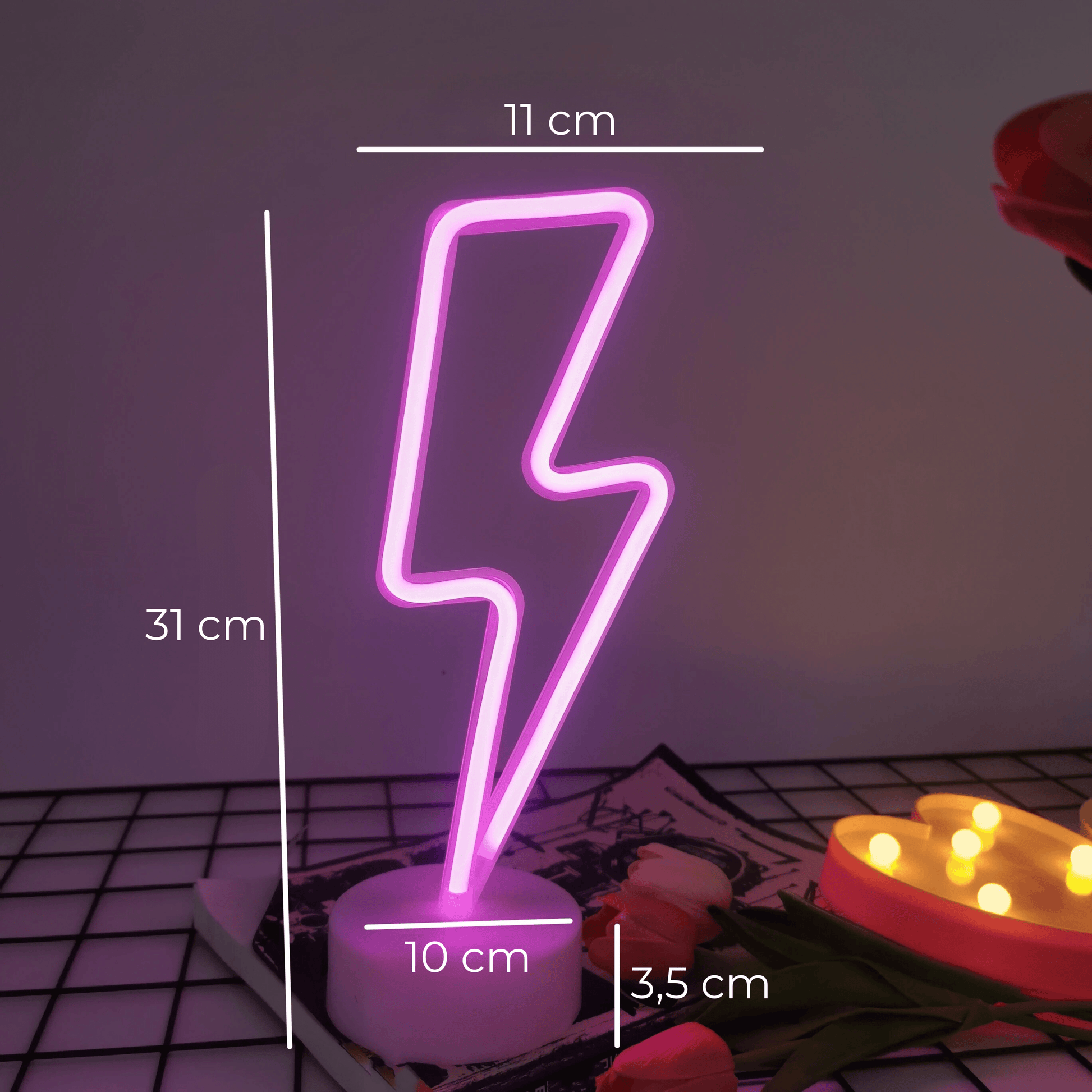 lampe néon éclair dimensions