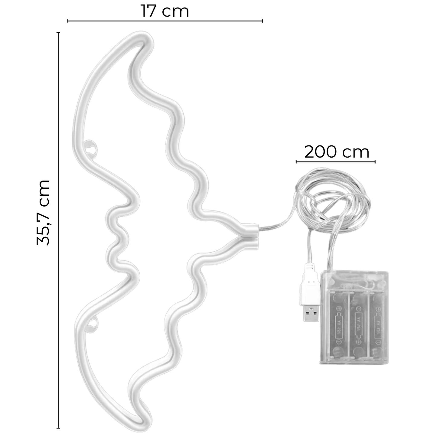 lampe néon murale chauve-souris dimensions