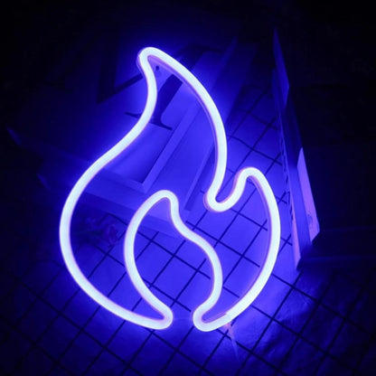 lampe néon murale flamme bleue