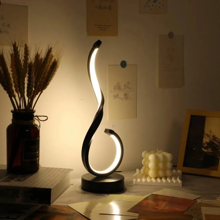 lampe spirale fer forgé lumière naturelle de 3/4