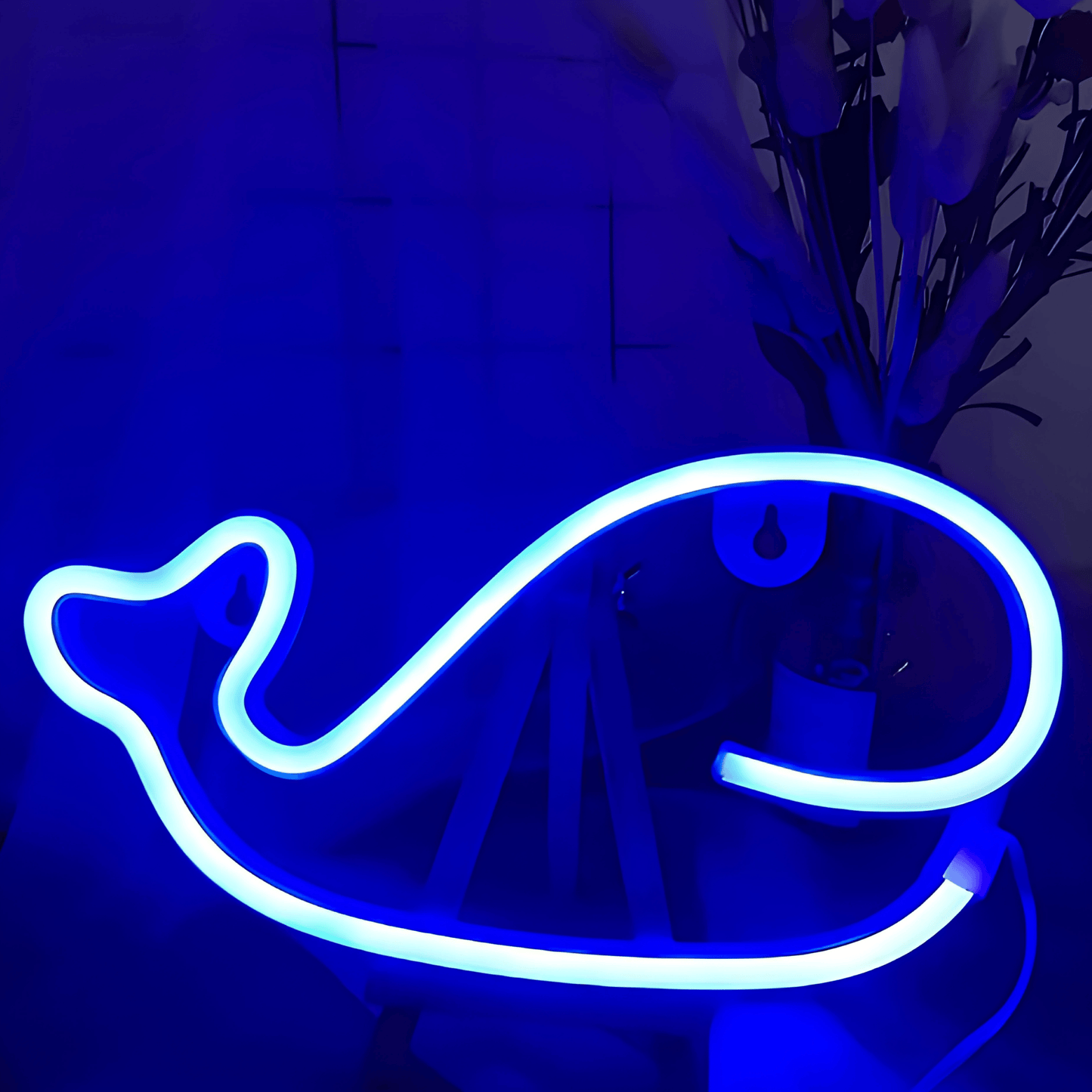 néon décoratif baleine posée