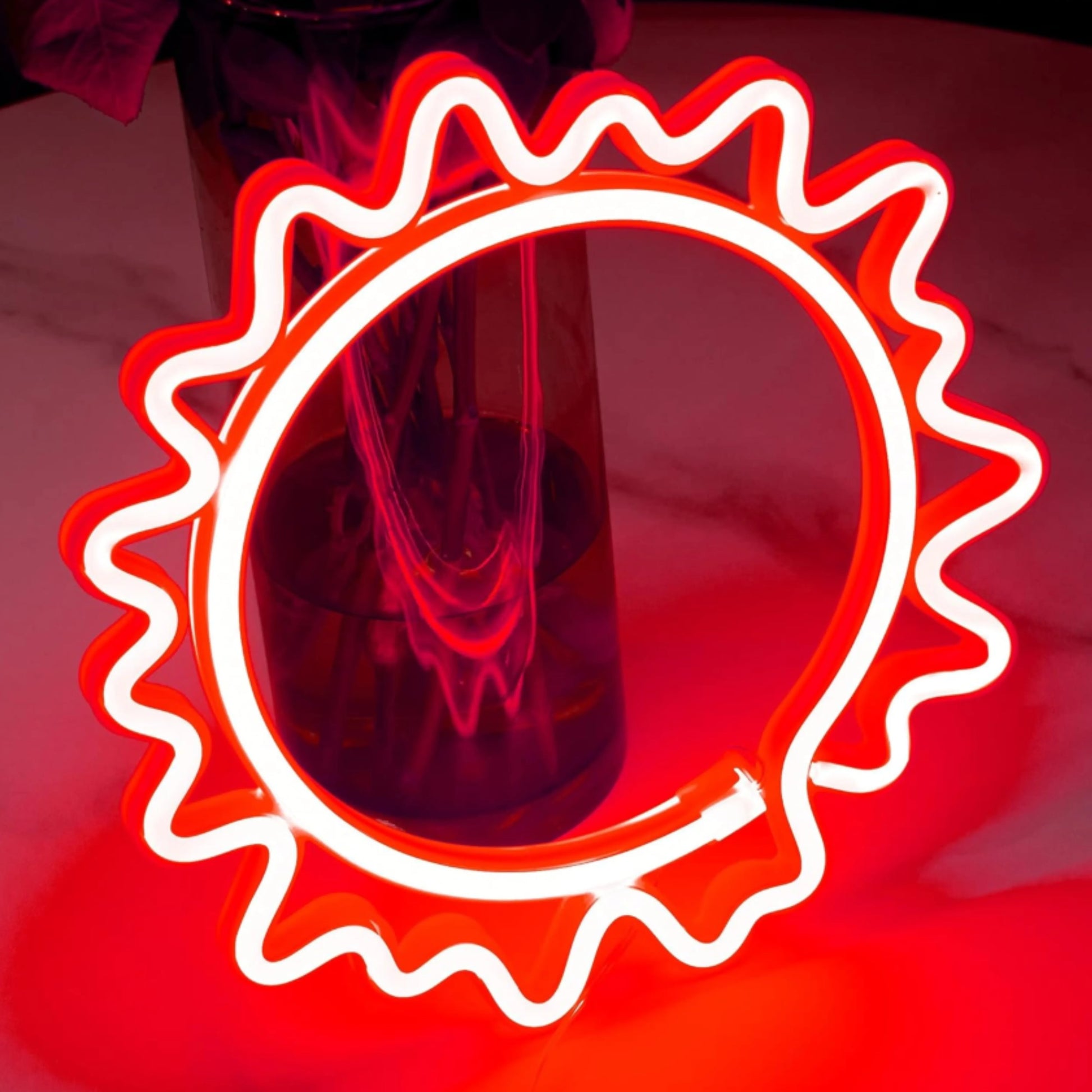 néon décoratif mural soleil rouge 3