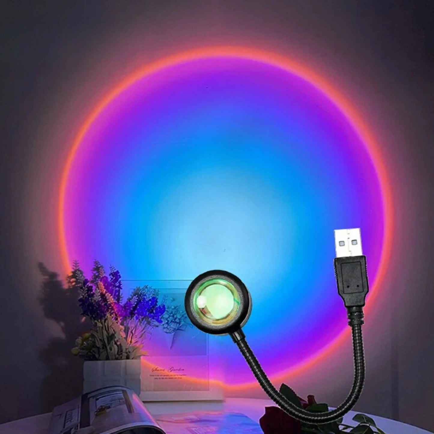 projecteur coucher de soleil USB de près 3