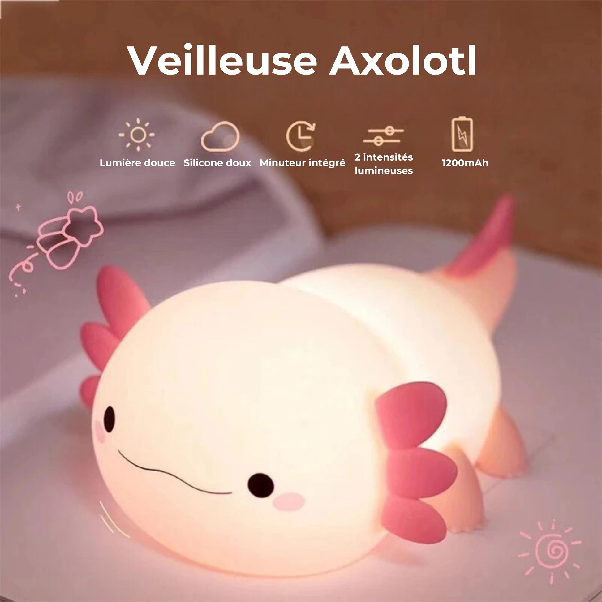 veilleuse axolotl caractéristiques