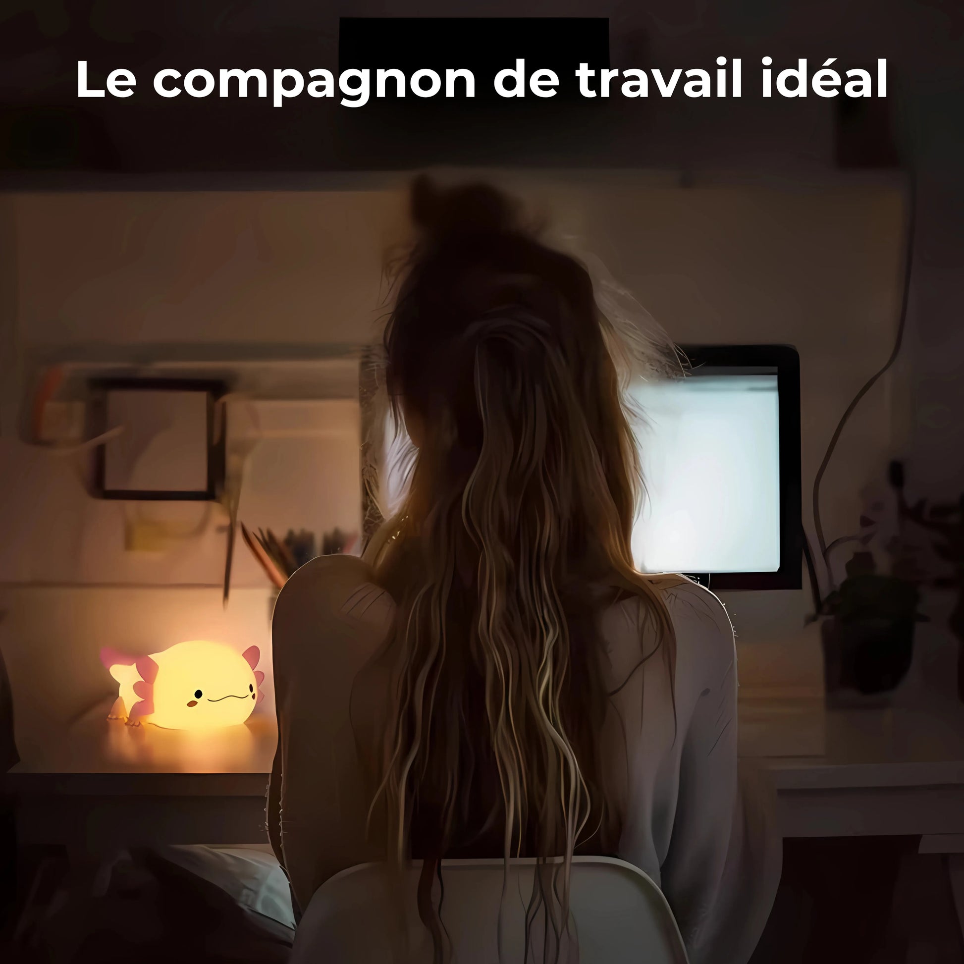 veilleuse axolotl compagnon de travail