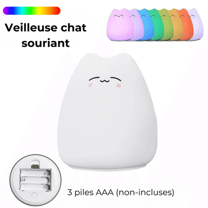  veilleuse chat souriant
