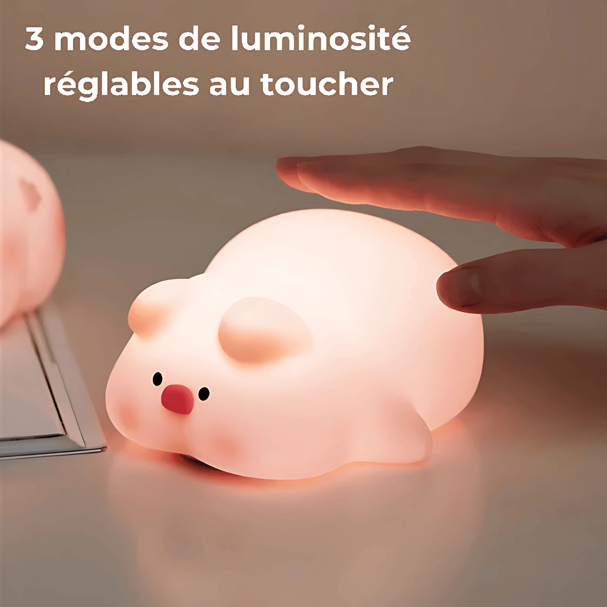 veilleuse cochon 3 modes de luminosité